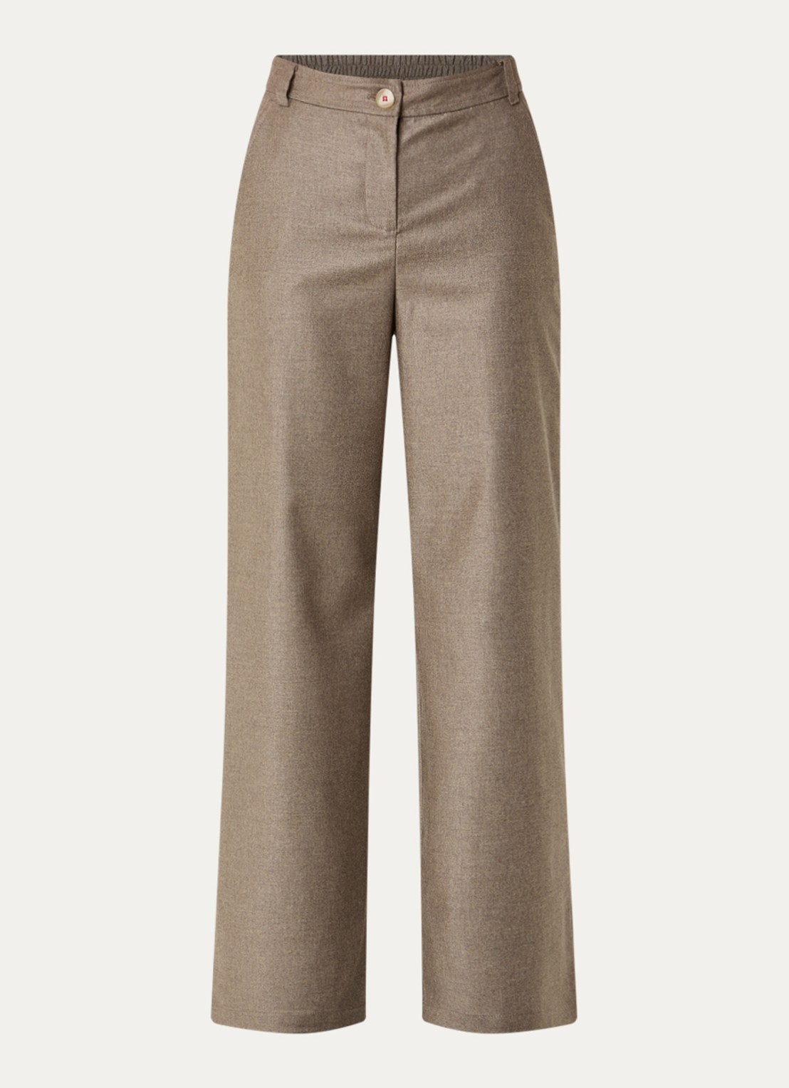 Max & Co Mid waist straight fit pantalon in wolblend met steekzakken - voorkant zand