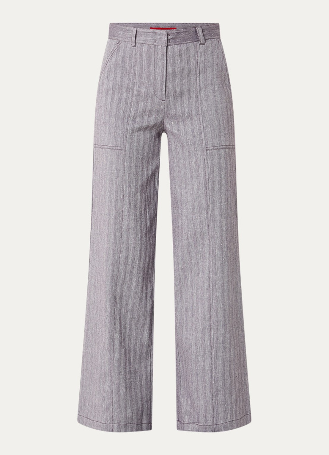Max & Co Mid waist wide fit pantalon in linnenblend - voorkant taupe