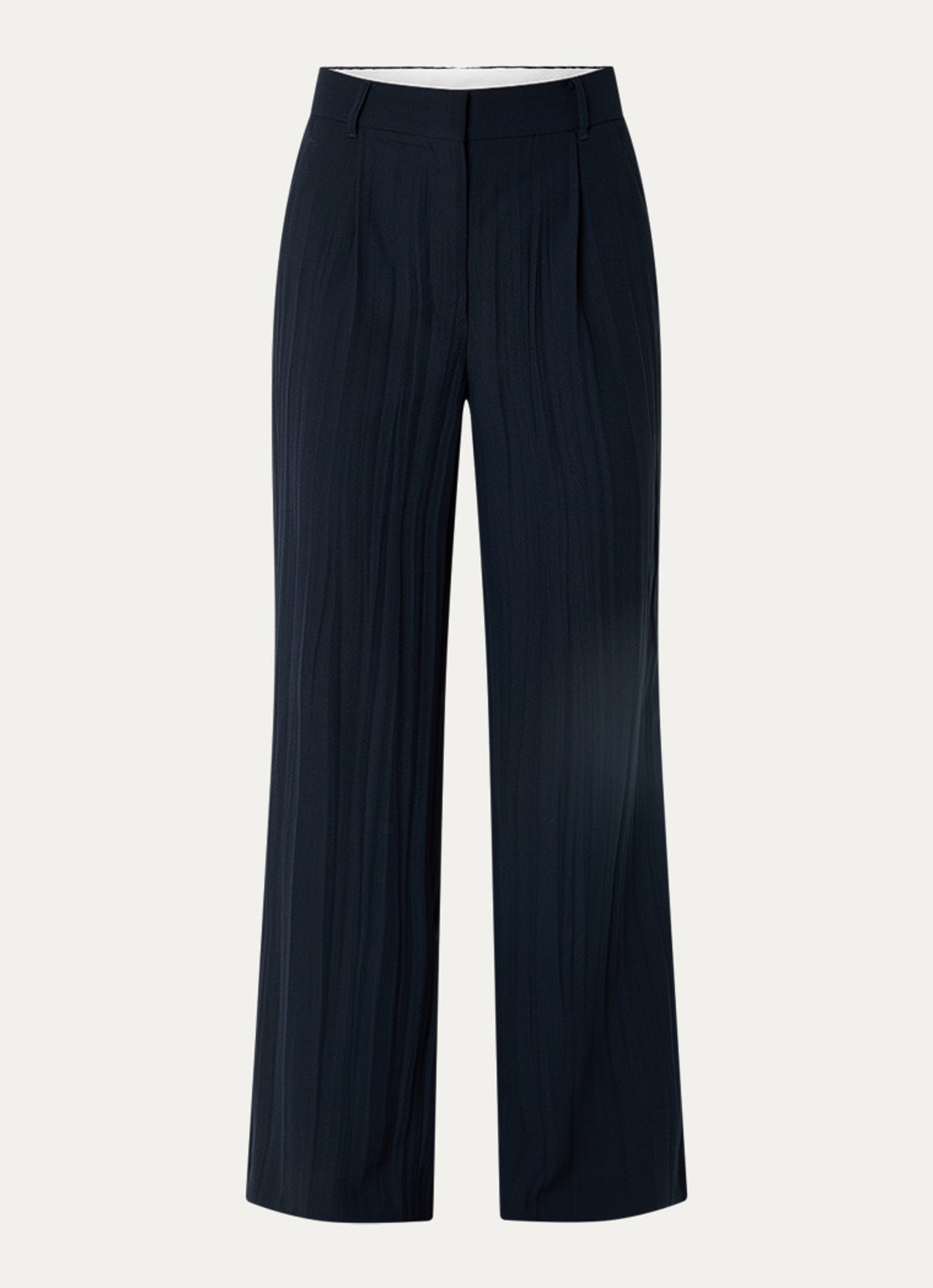 Max & Co Mid waist wide fit pantalon met plooien - voorkant 3 donkerblauw