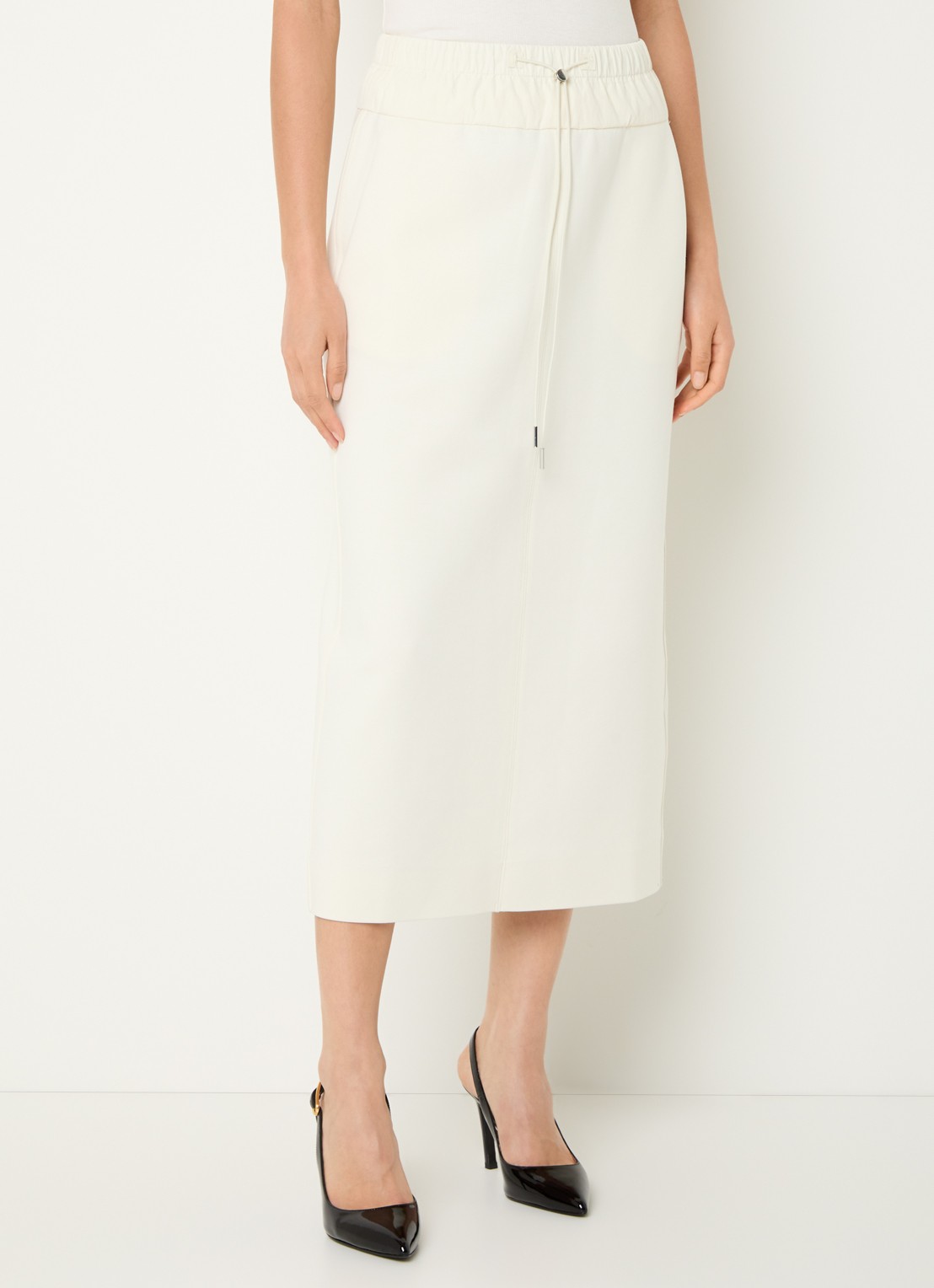 Max & Co Midi kokerrok met steekzakken en split - detail 4 creme