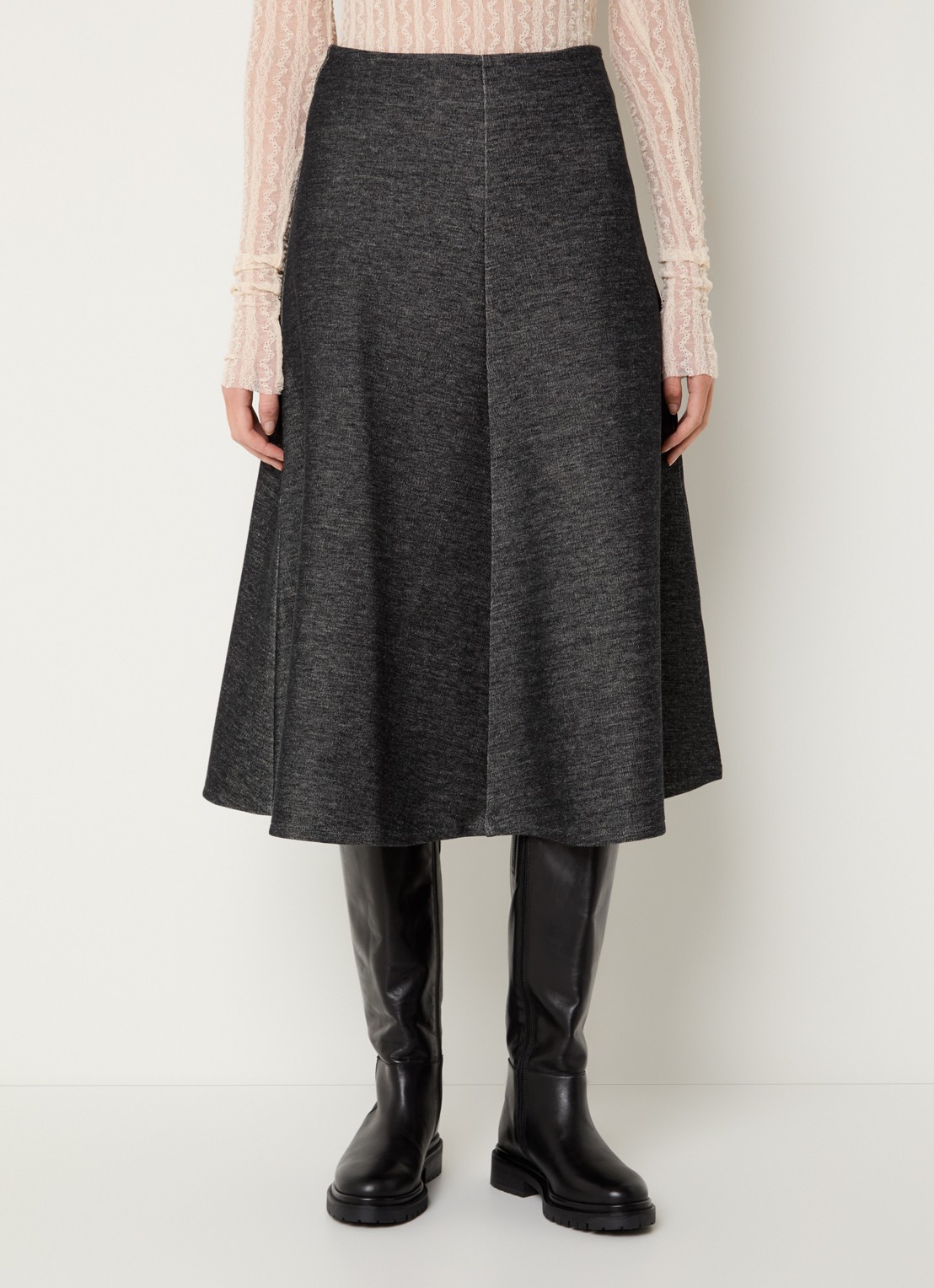 Max & Co Midi rok met gemêleerd dessin - detail antraciet