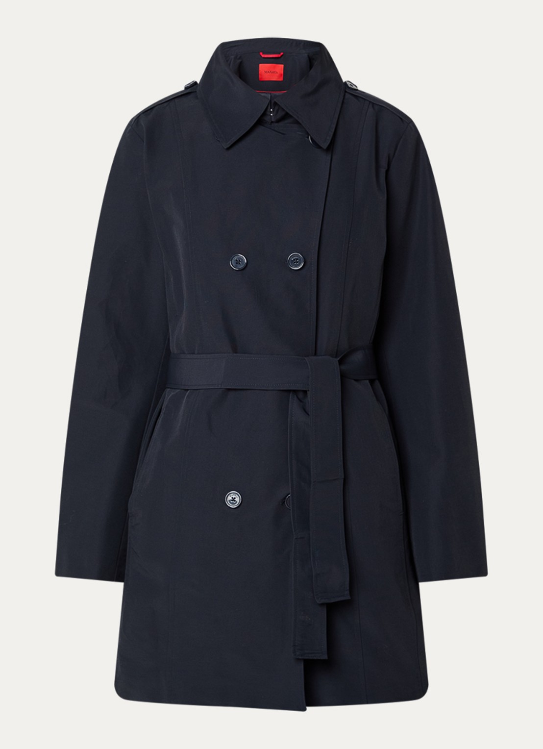 Max & Co Milo double-breasted trenchcoat met steekzakken - voorkant 3 donkerblauw