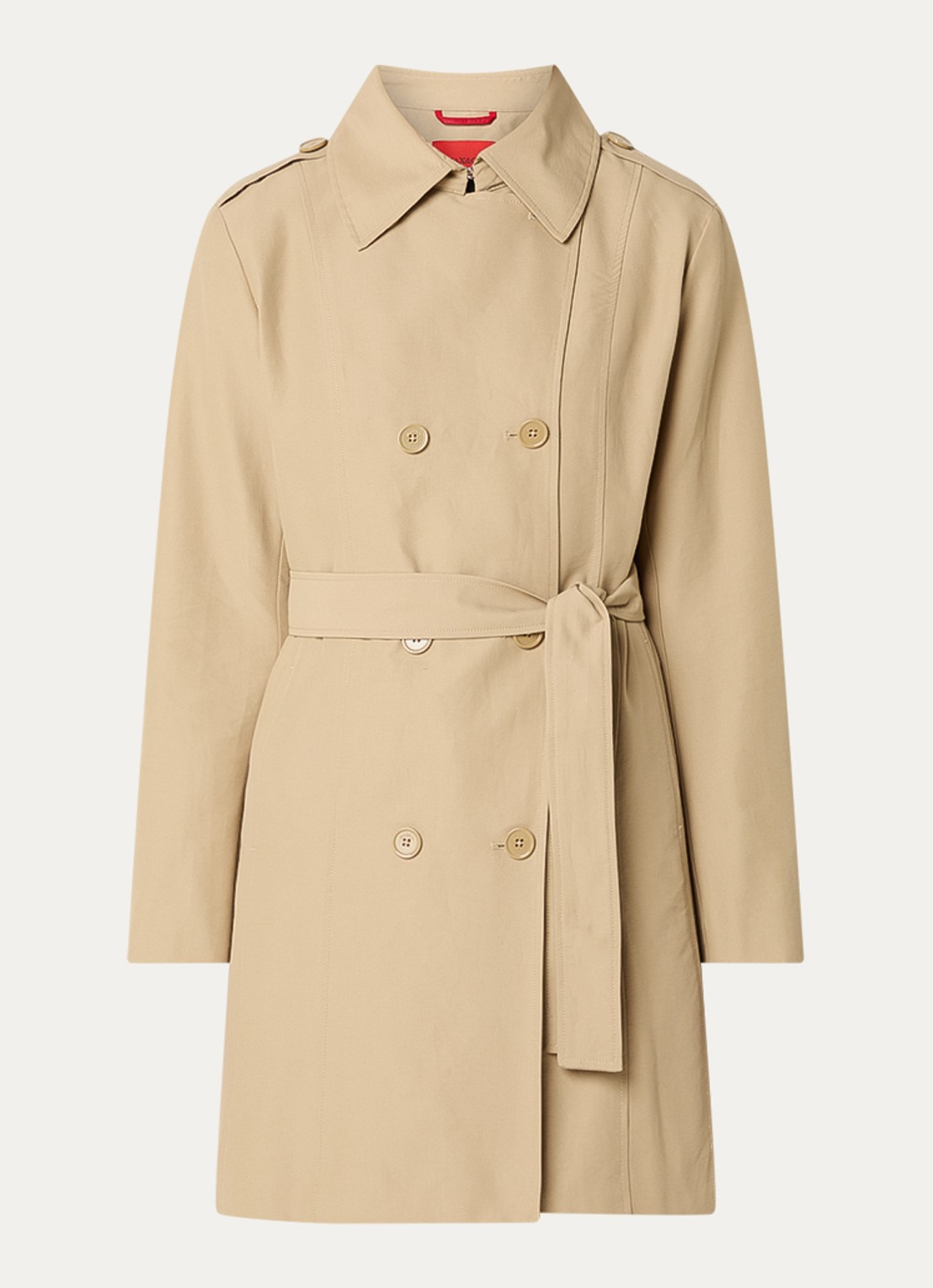Max & Co Milo double-breasted trenchcoat met steekzakken - voorkant camel