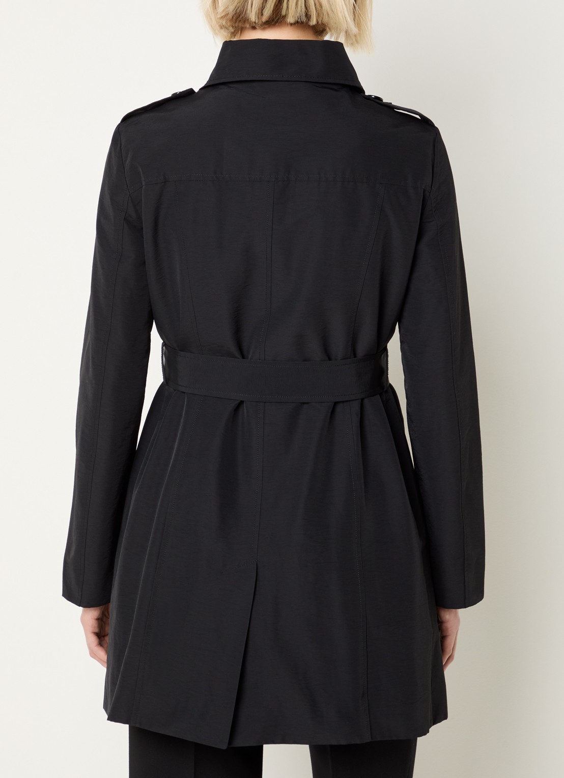 Max & Co Milo double breasted trenchcoat met strikceintuur - achterkant zwart