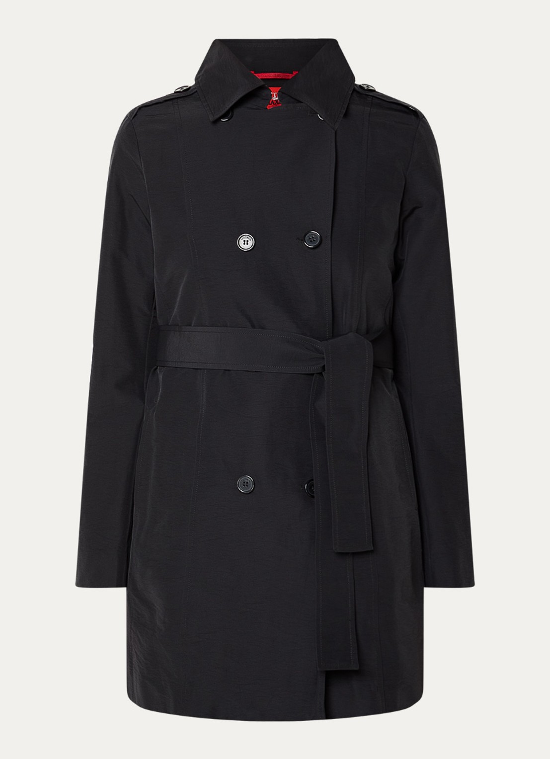 Max & Co Milo double breasted trenchcoat met strikceintuur - voorkant 2 zwart