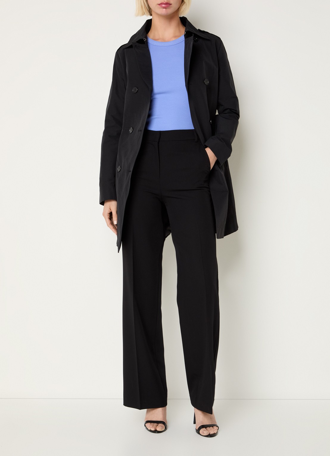Max & Co Milo double breasted trenchcoat met strikceintuur - voorkant 3 zwart