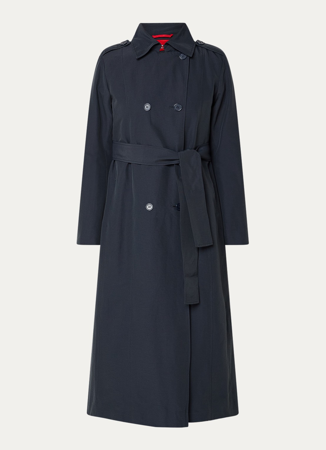Max & Co Milong double-breasted trenchcoat met strikceintuur  - voorkant donkerblauw