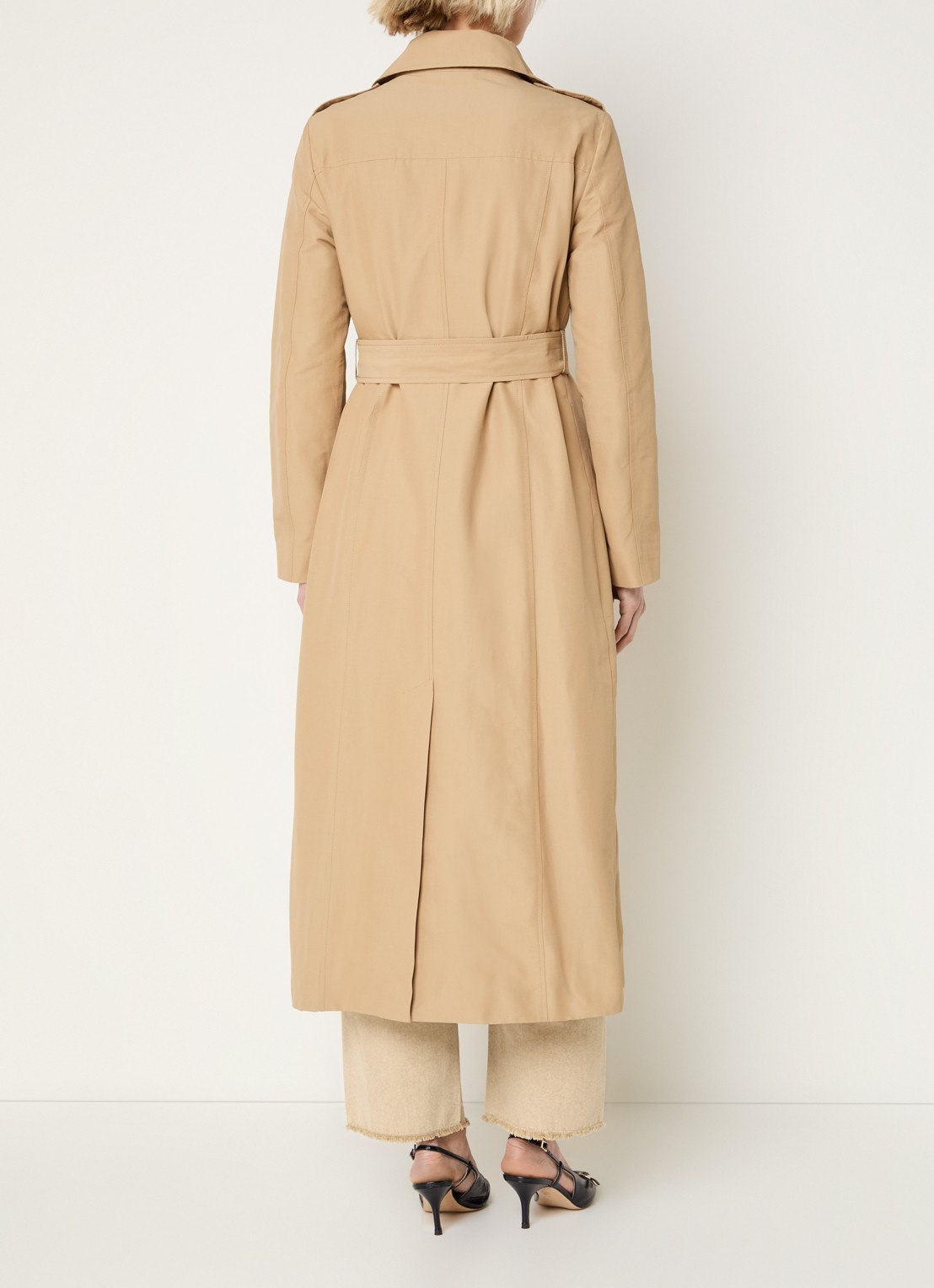 Max & Co Milong double-breasted trenchcoat met strikceintuur  - achterkant 3 beige