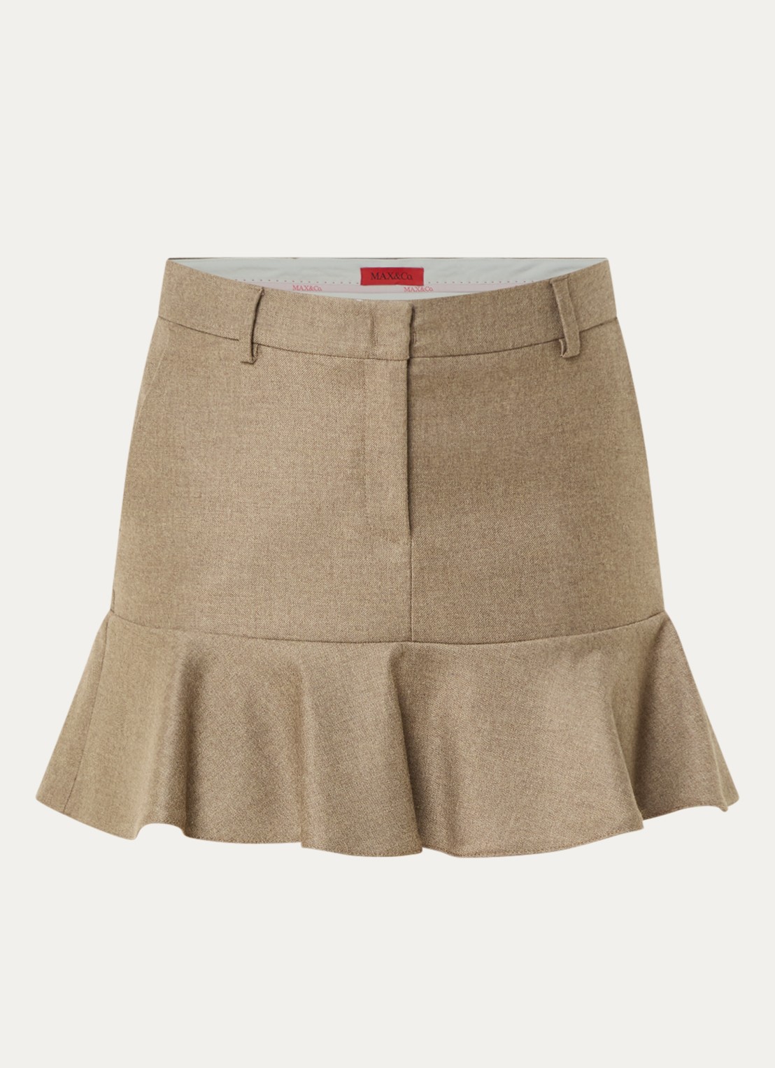 Max & Co Mini rok in wolblend met steekzakken - voorkant 2 lichtbruin