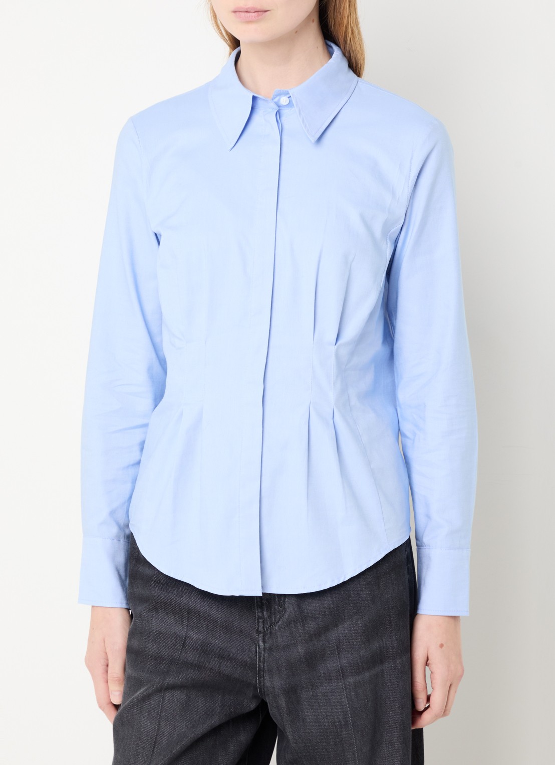 Max & Co Ondin blouse met kraag - detail 4 lichtblauw