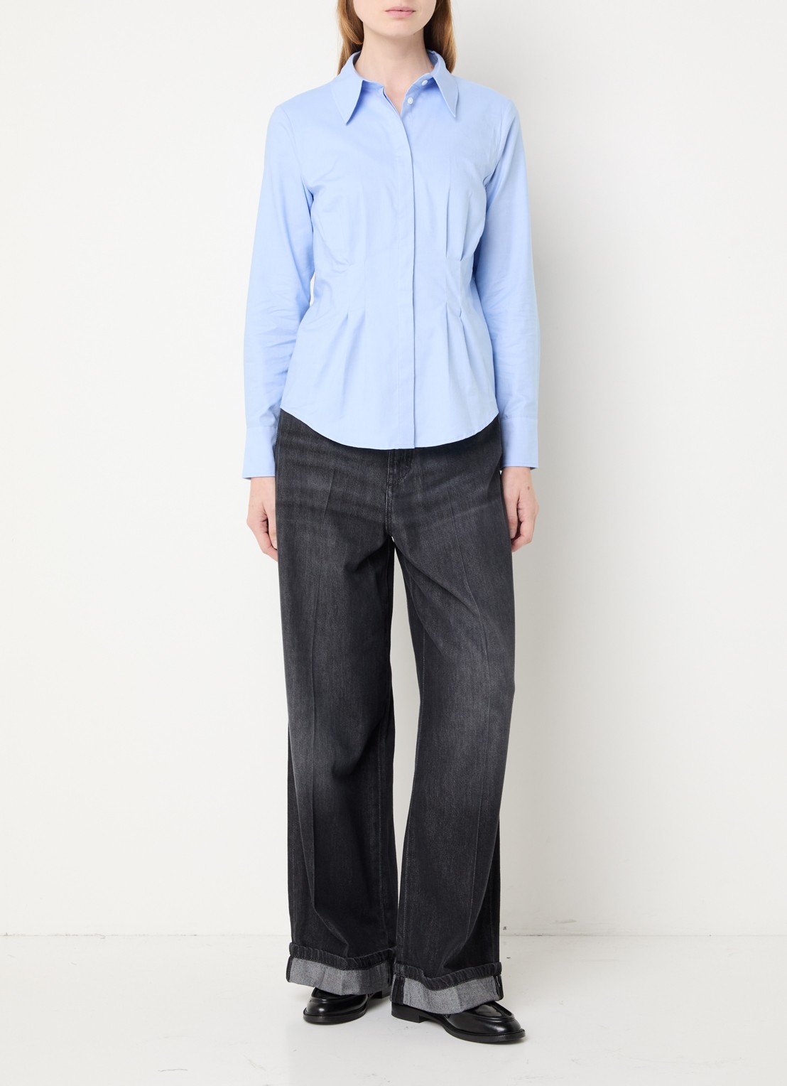 Max & Co Ondin blouse met kraag - voorkant 2 lichtblauw
