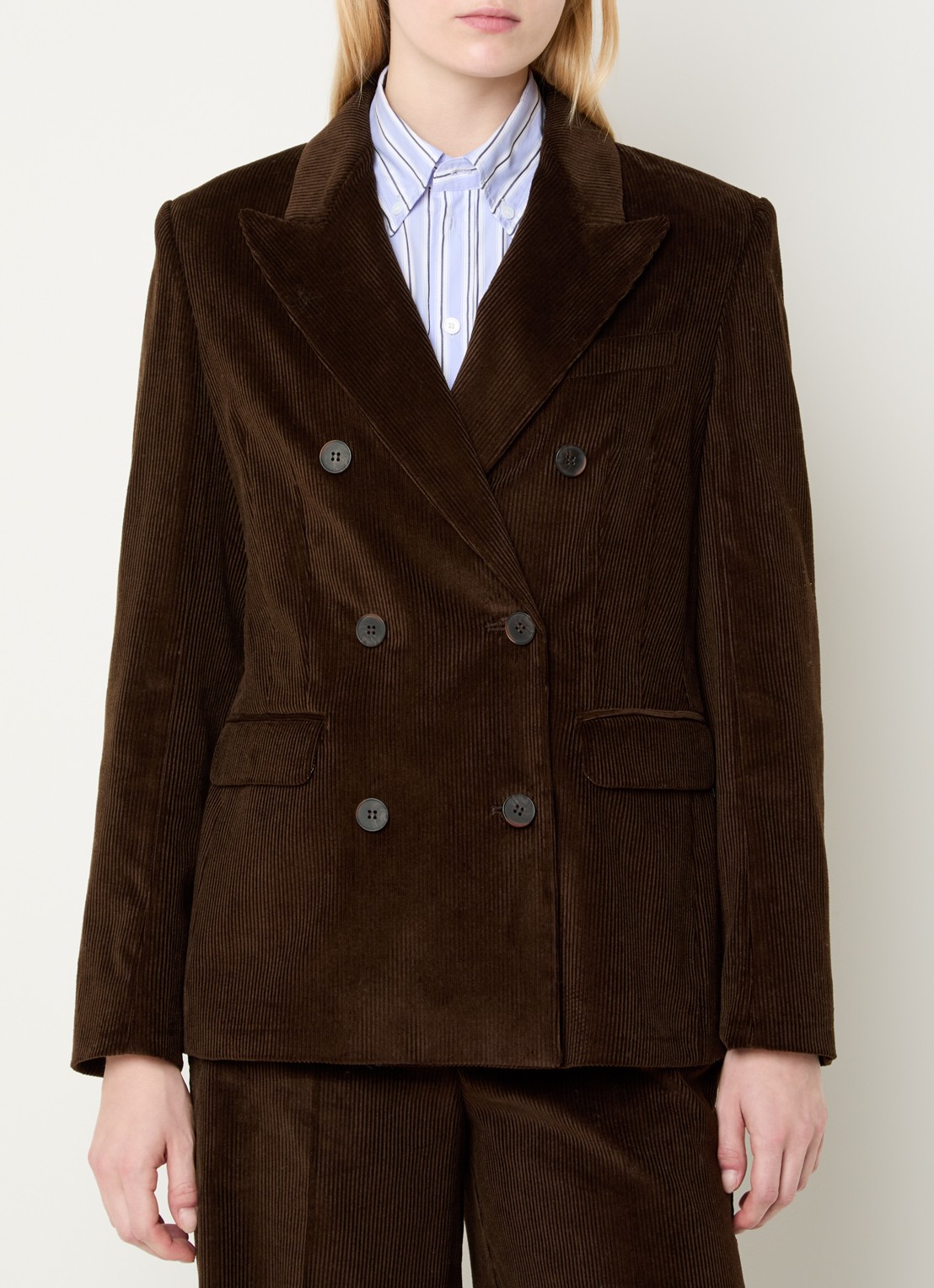 Max & Co Opunzia blazer van corduroy - detail 3 lichtbruin