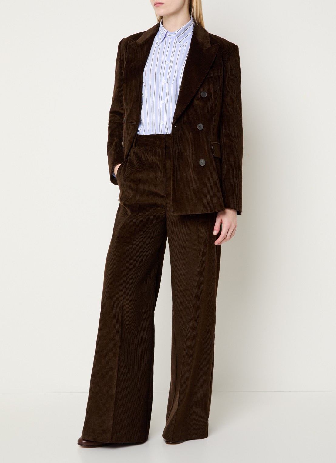 Max & Co Opunzia blazer van corduroy - voorkant 2 lichtbruin