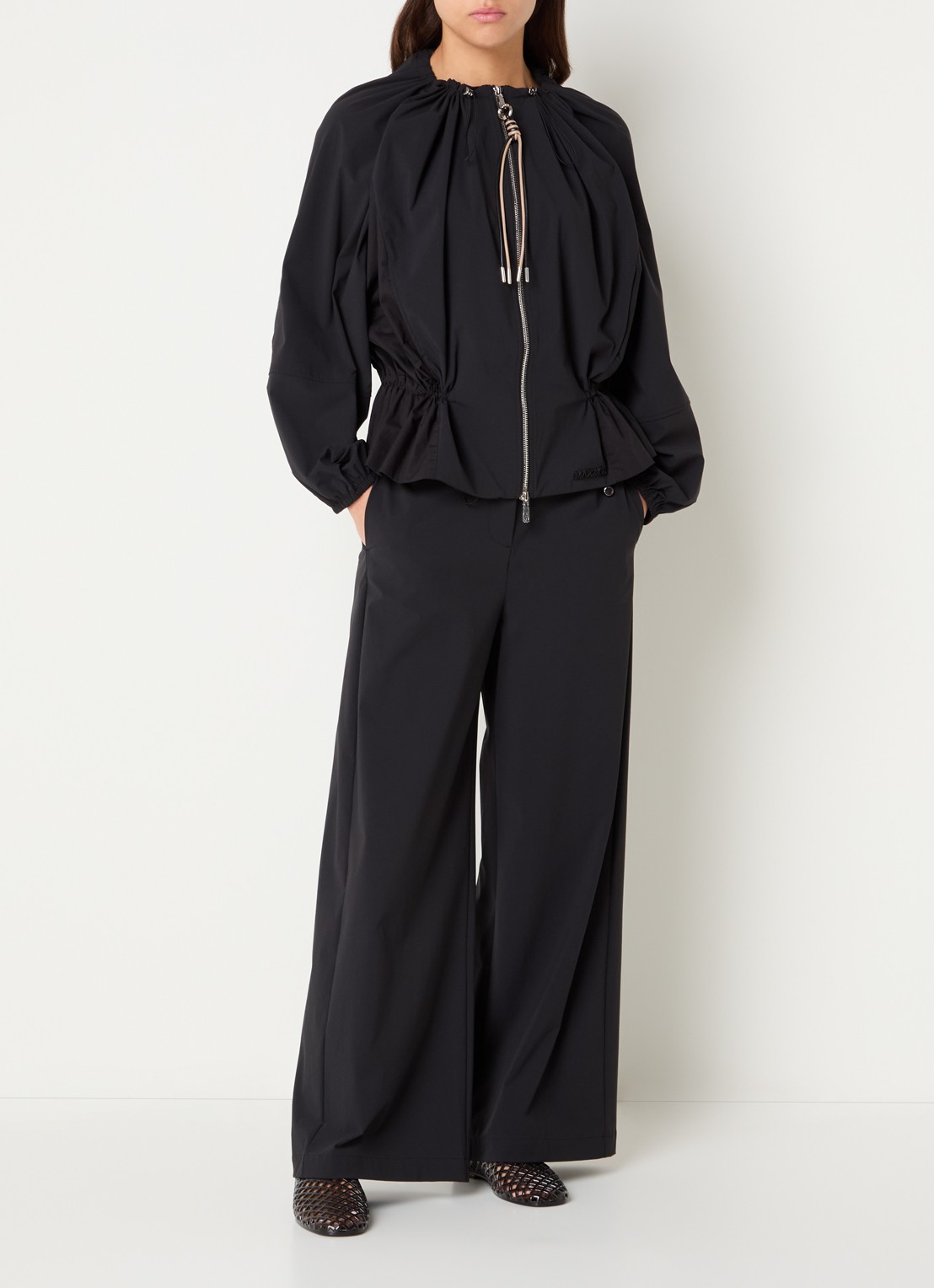 Max & Co Orche high waist wide fit pantalon - voorkant 2 zwart