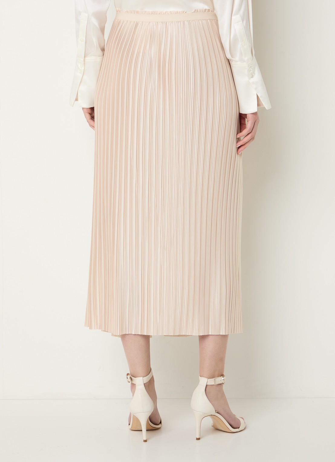 Max & Co Pagella midi rok met plissé - achterkant 4 beige