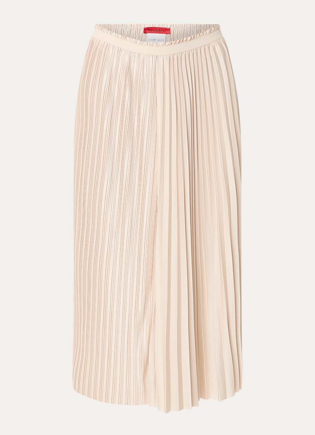 Max & Co Pagella midi rok met plissé - voorkant 2 beige