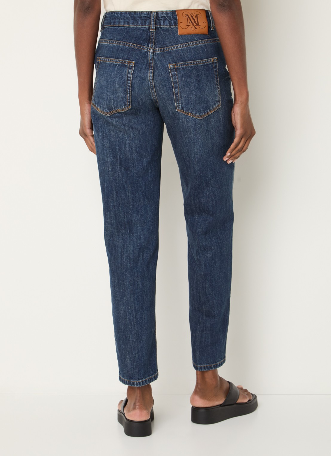 Max & Co Panetto mid waist slim fit jeans met donkere wassing - achterkant indigo