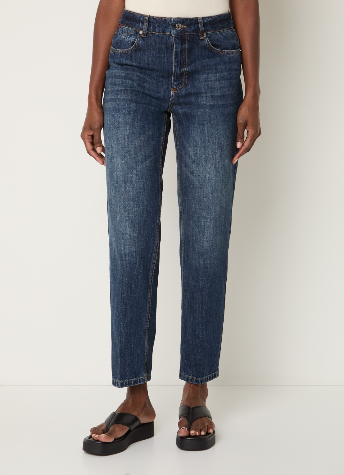 Max & Co Panetto mid waist slim fit jeans met donkere wassing - detail 2 indigo