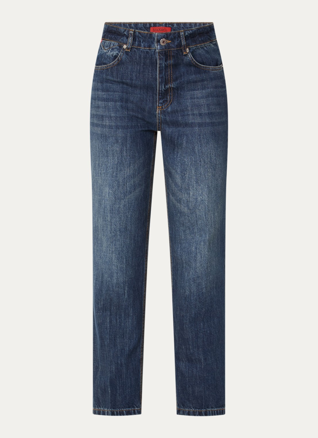 Max & Co Panetto mid waist slim fit jeans met donkere wassing - voorkant 4 indigo