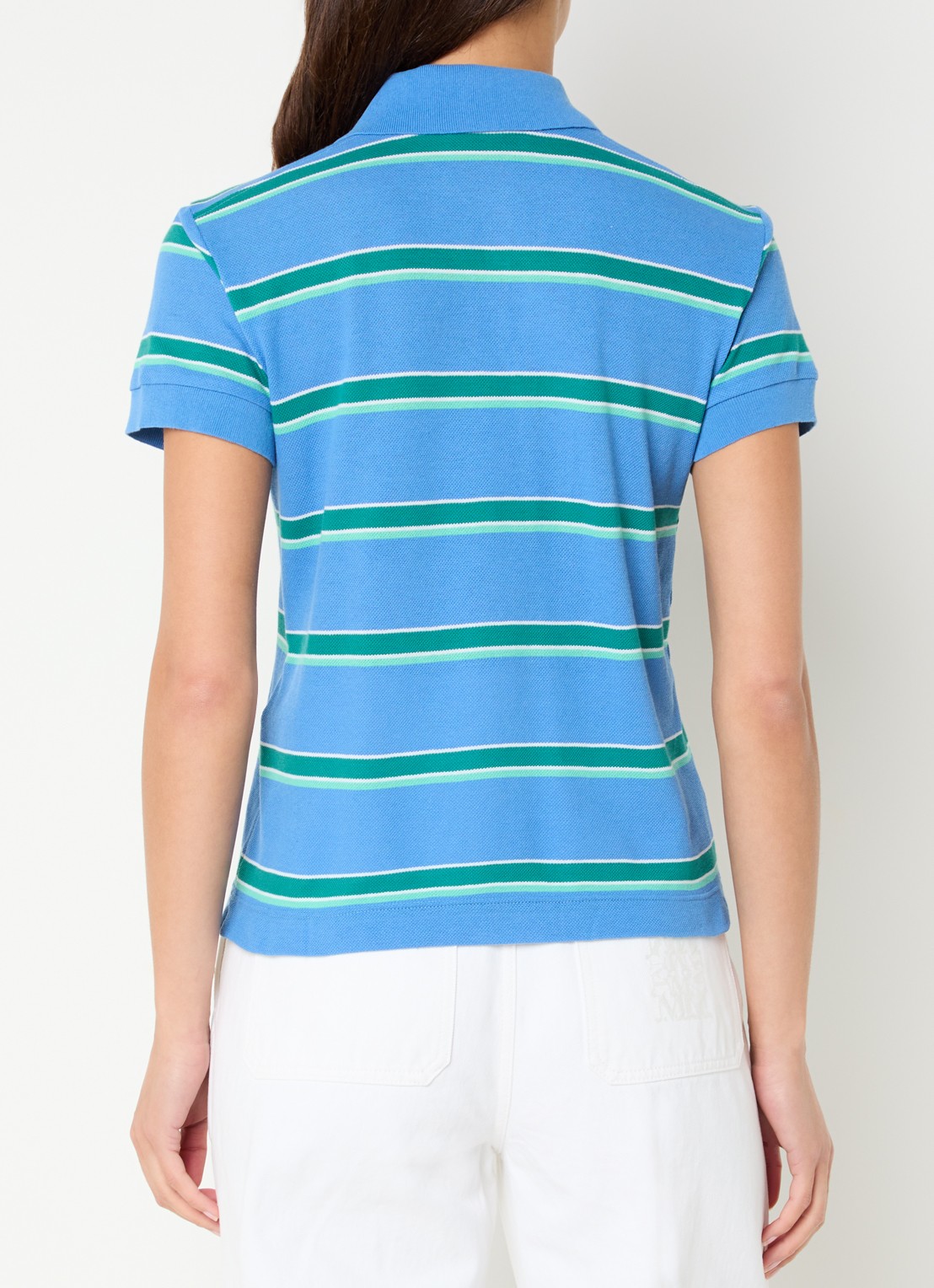 Max & Co Polo met logo en streepprint - achterkant blauw