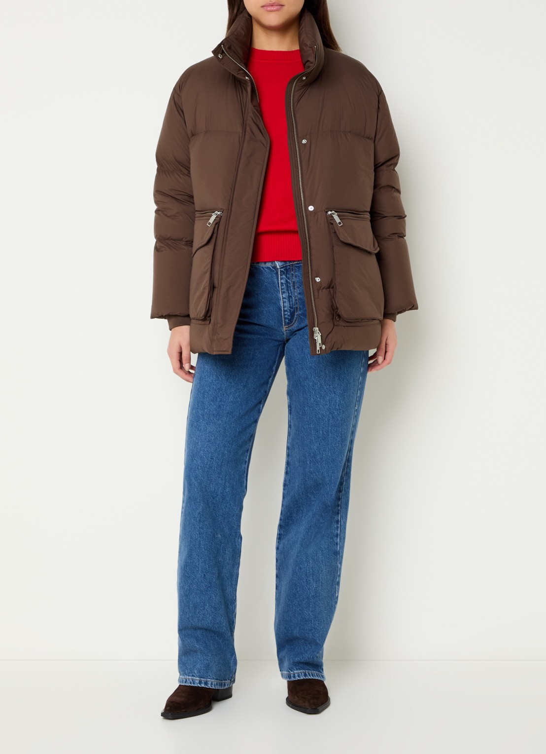 Max & Co Puffer jack met opgestikte zakken - voorkant 3 bruin