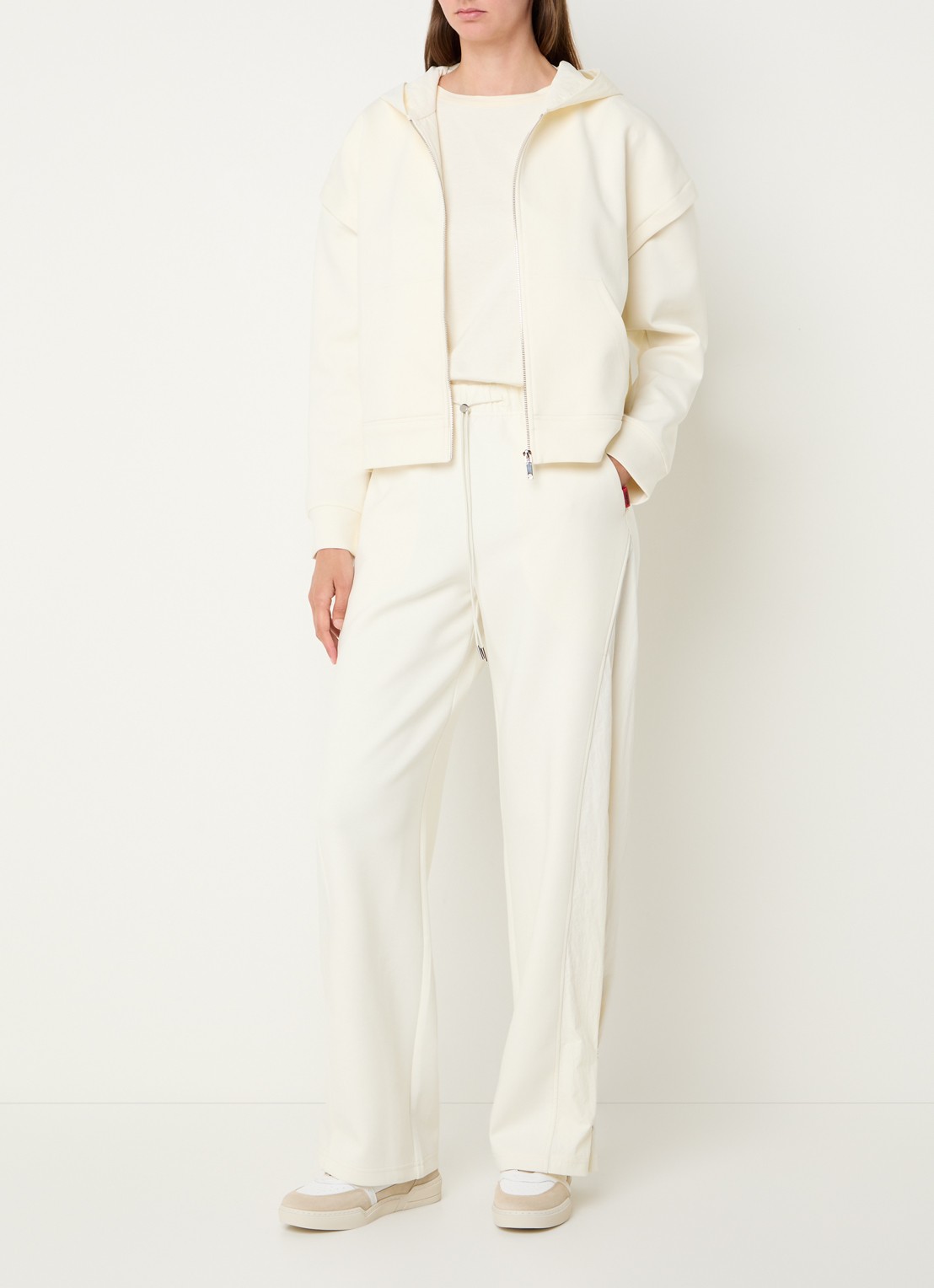 Max & Co Rivoli high waist straight fit joggingbroek met steekzakken - voorkant 3 gebroken wit