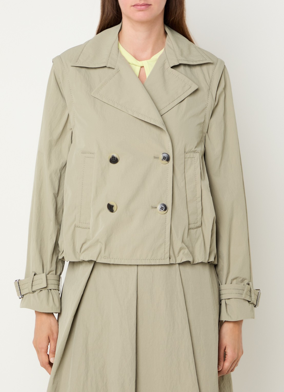 Max & Co Romeo double-breasted trenchcoat met steekzakken - detail khaki