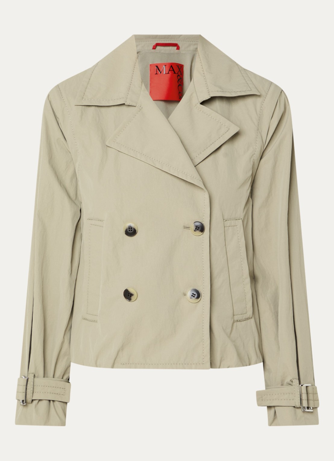 Max & Co Romeo double-breasted trenchcoat met steekzakken - voorkant 2 khaki
