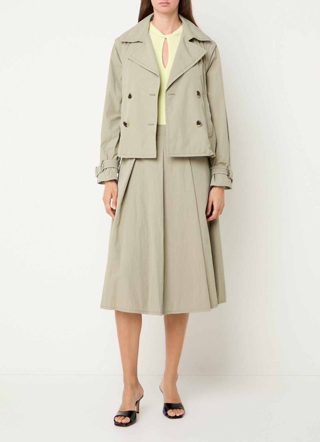 Max & Co Romeo double-breasted trenchcoat met steekzakken - voorkant 4 khaki