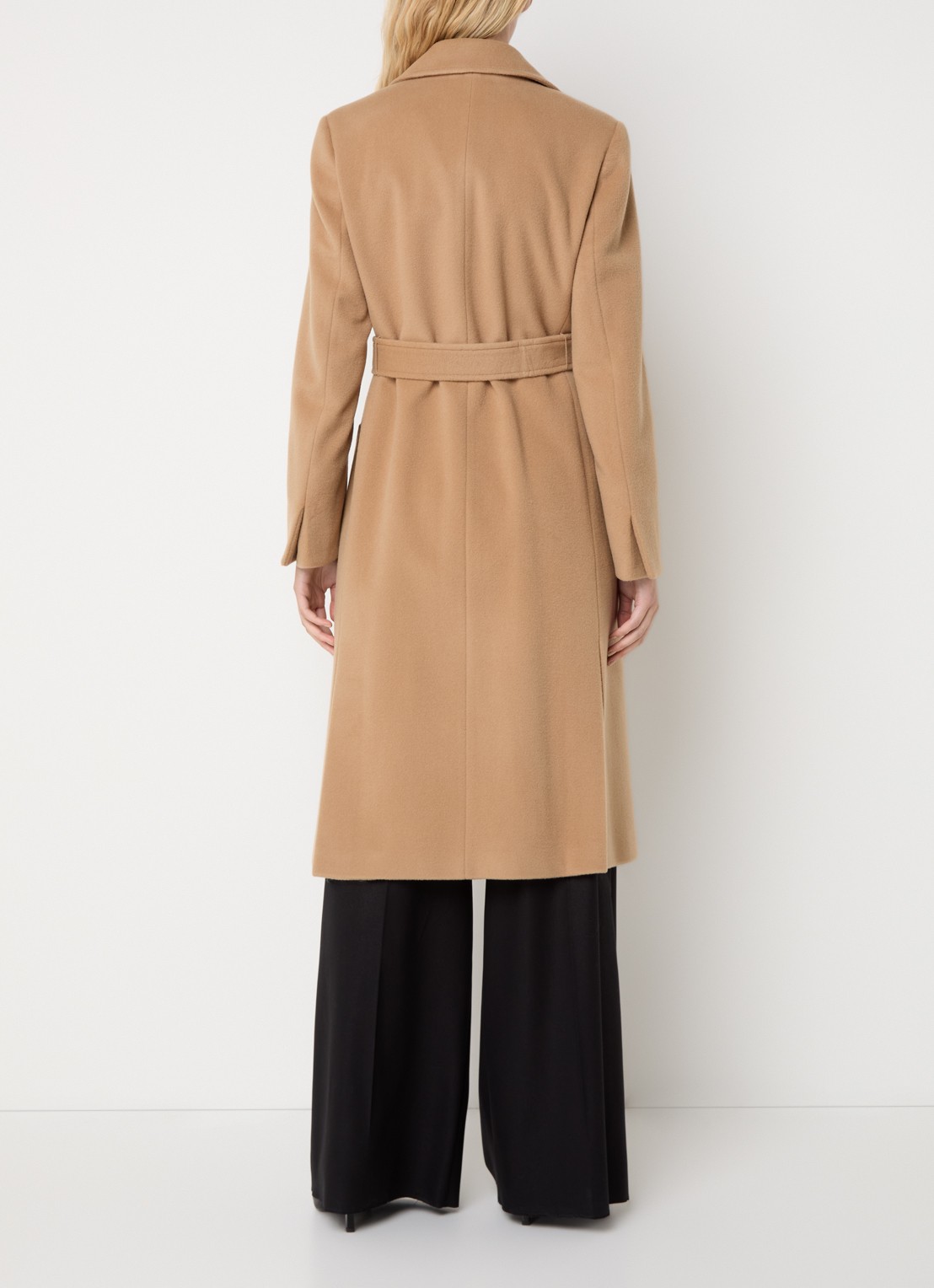 Max & Co Runaway mantel van wol met strikceintuur en opgestikte zakken - achterkant 3 camel