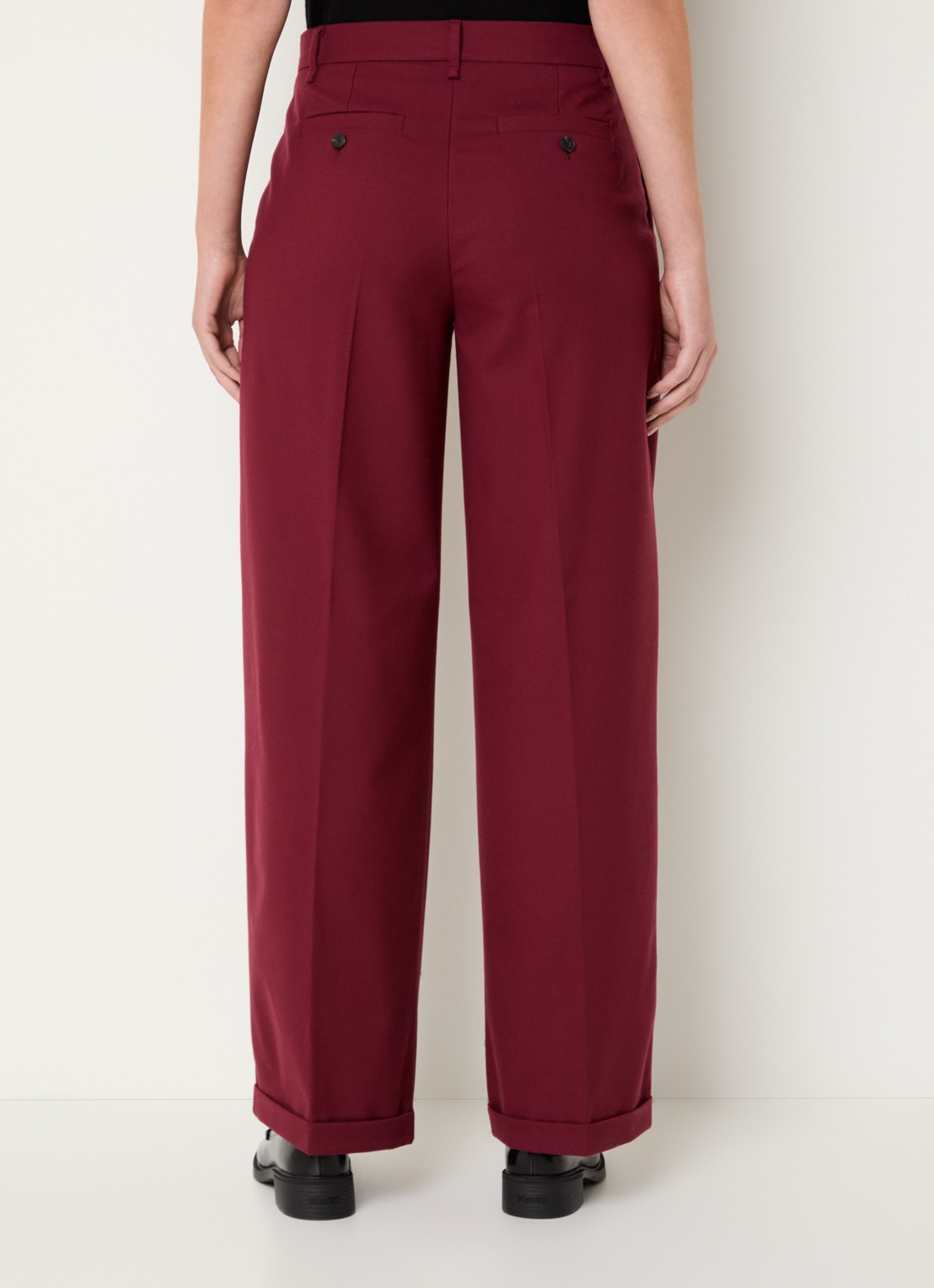 Max & Co Sacca high waist loose fit pantalon met steekzakken - achterkant bordeauxrood