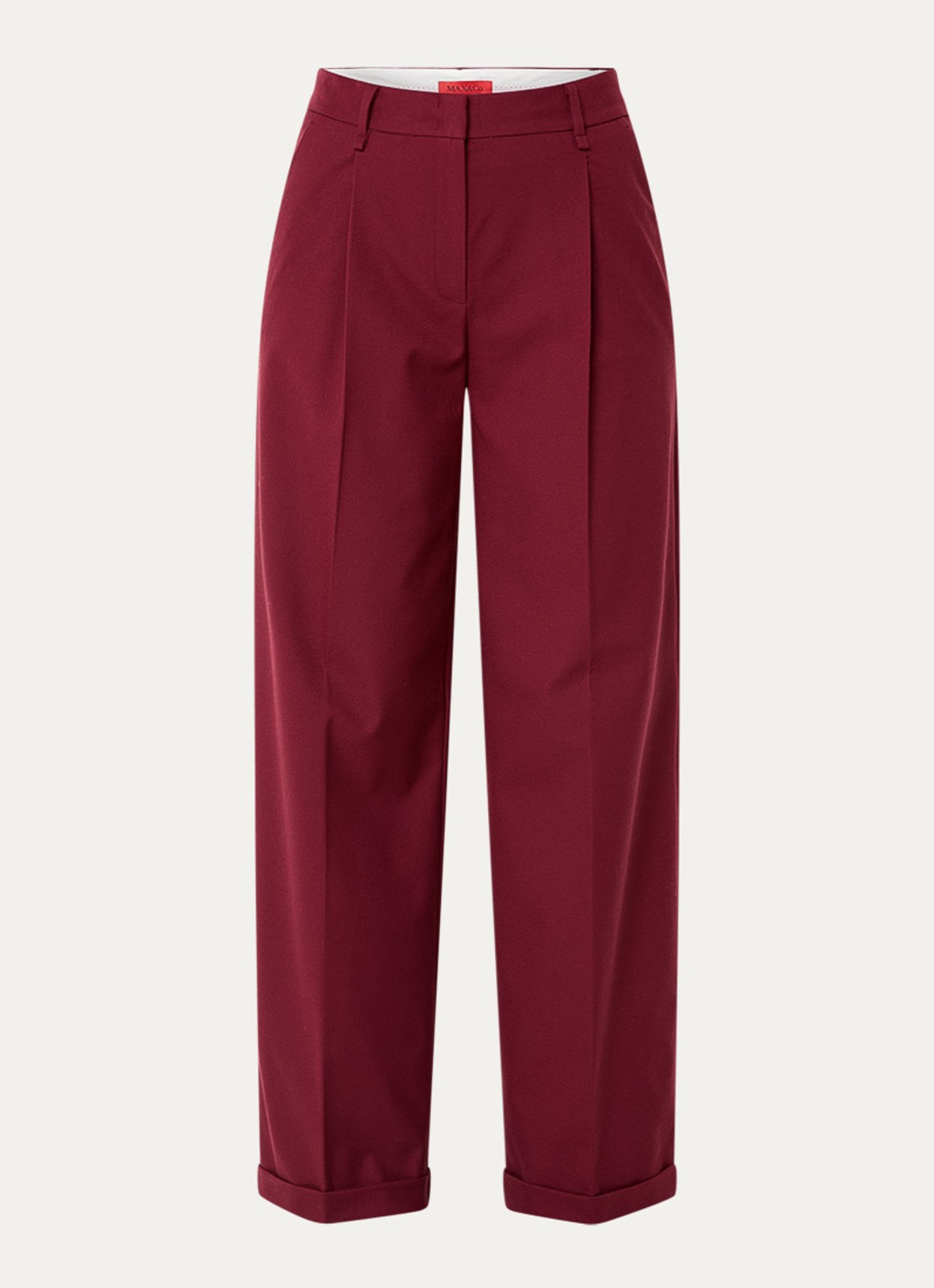 Max & Co Sacca high waist loose fit pantalon met steekzakken - voorkant 2 bordeauxrood