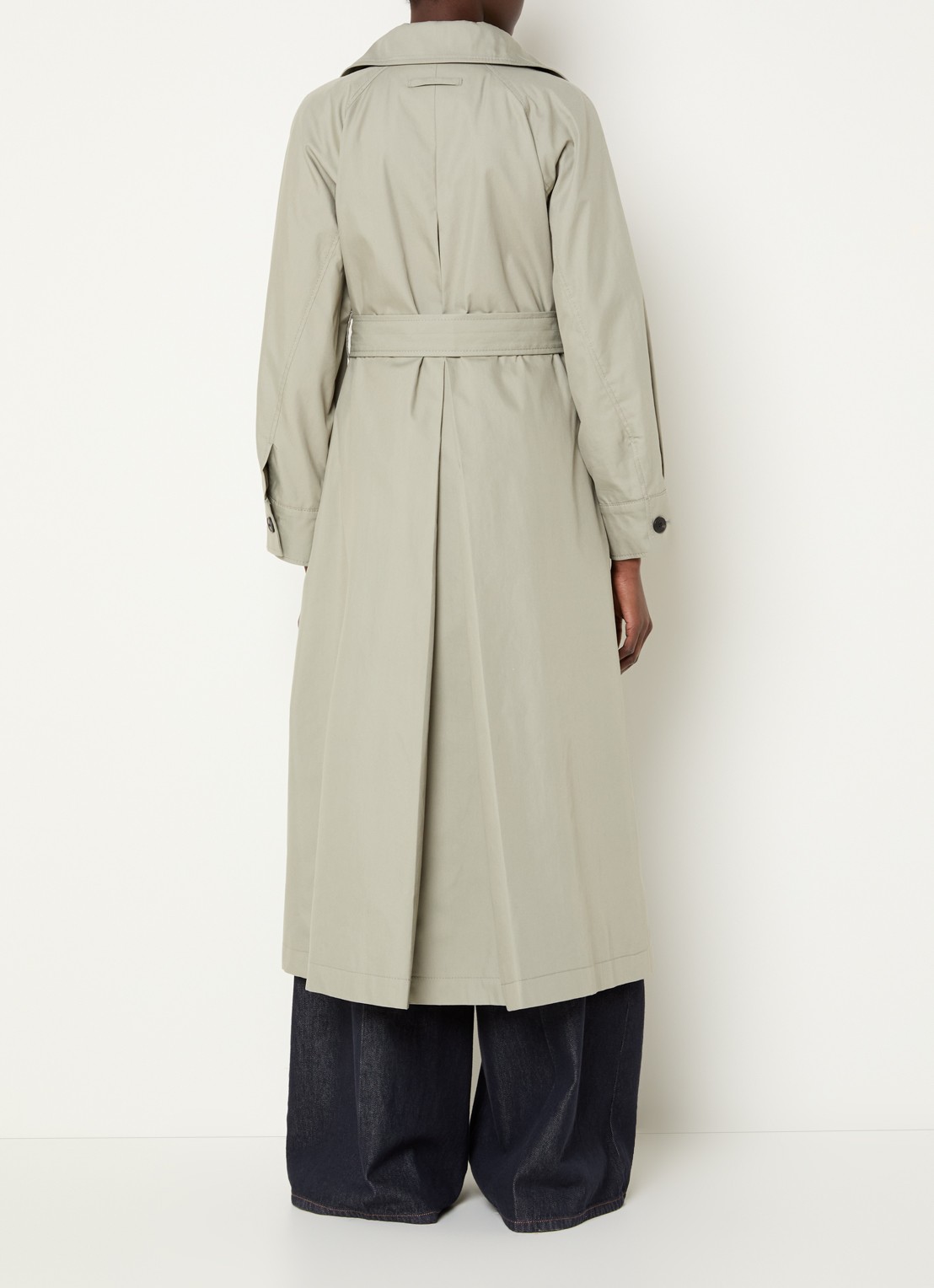 Max & Co Saio double-breasted trenchcoat met strikceintuur en steekzakken - achterkant 4 lichtgroen