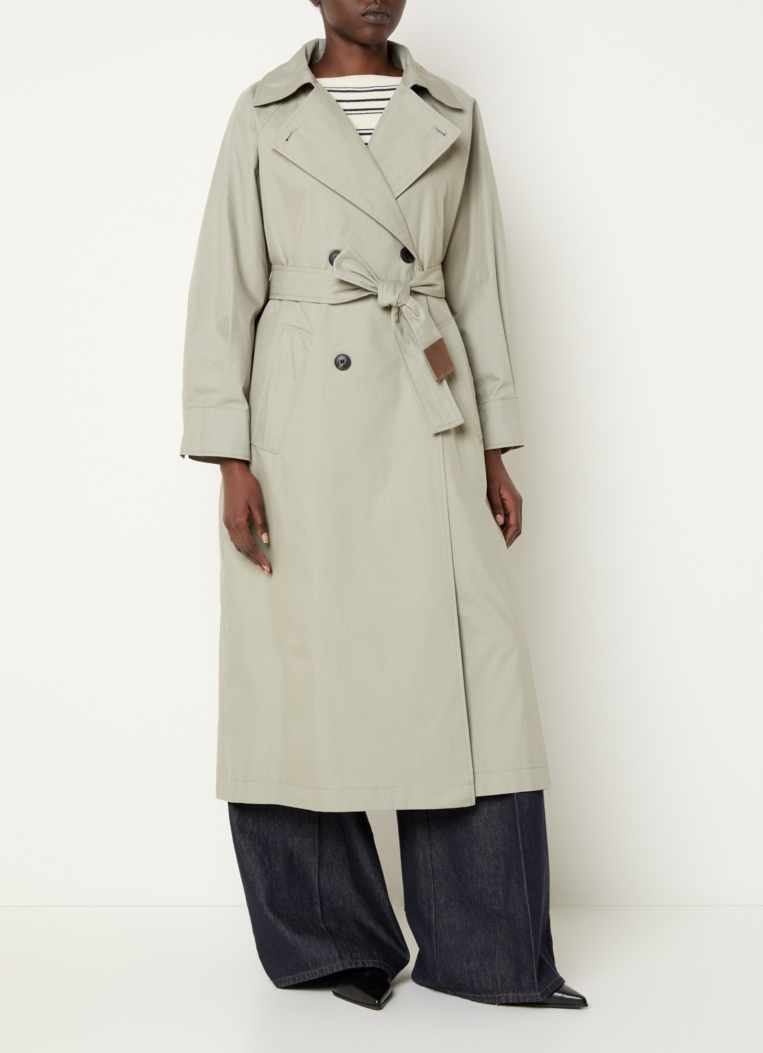 Max & Co Saio double-breasted trenchcoat met strikceintuur en steekzakken - detail 3 lichtgroen