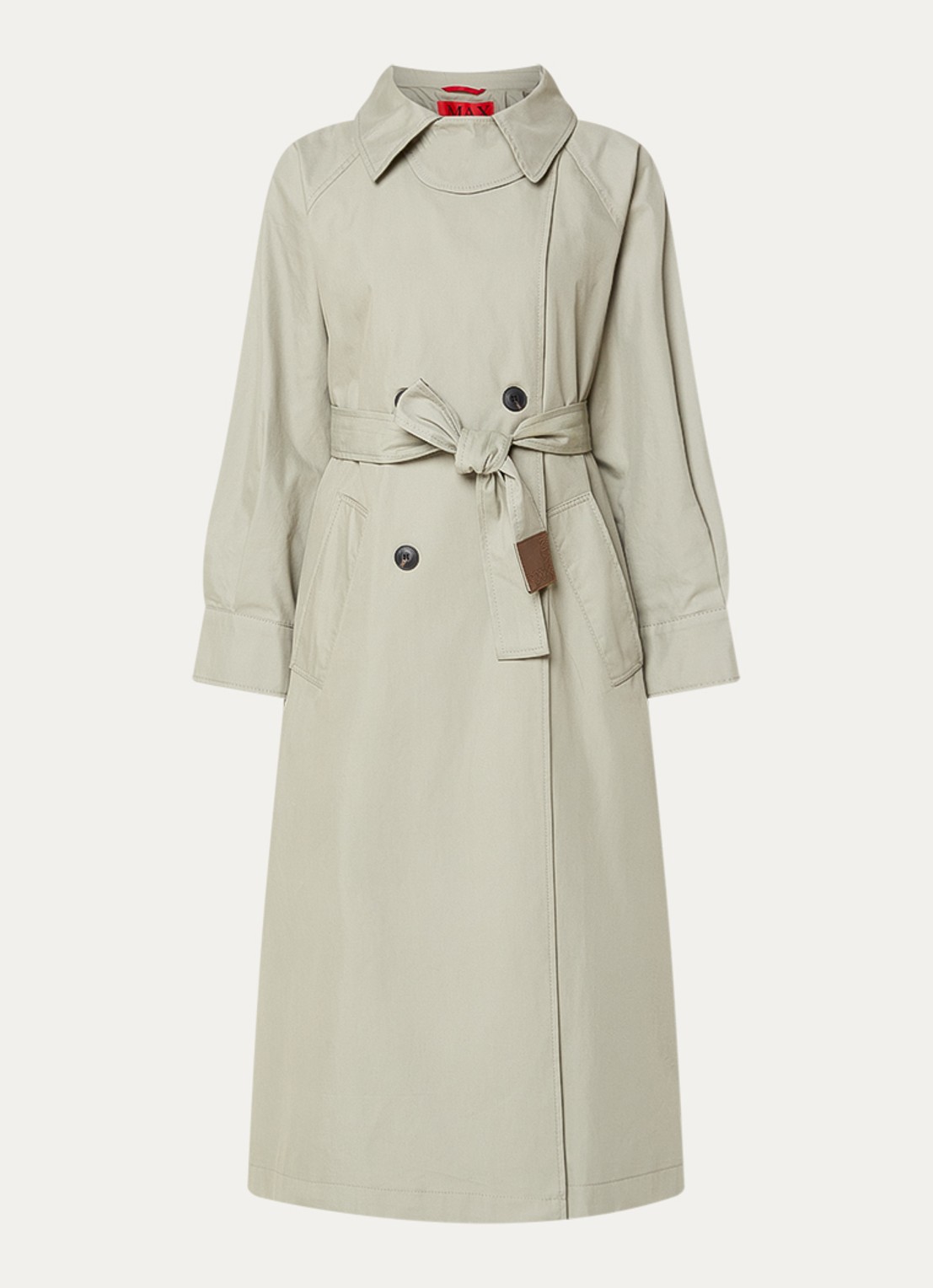 Max & Co Saio double-breasted trenchcoat met strikceintuur en steekzakken - voorkant lichtgroen
