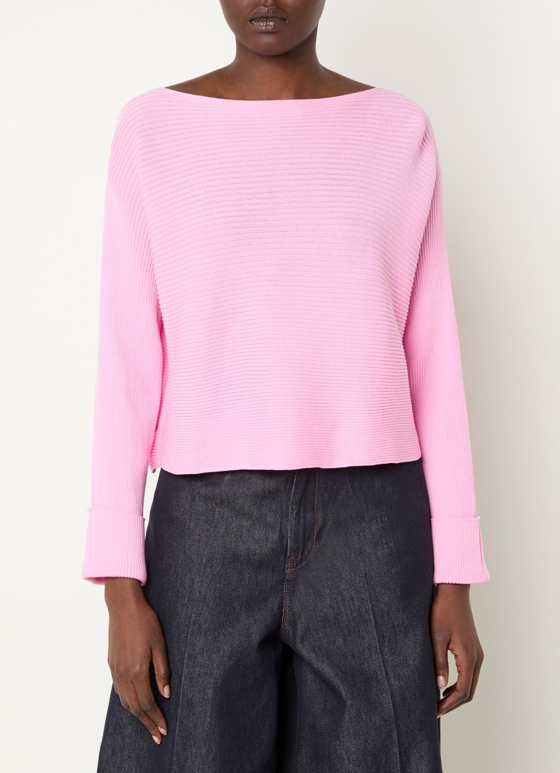 Max & Co Scambio ribgebreide top met boothals - detail 4 roze