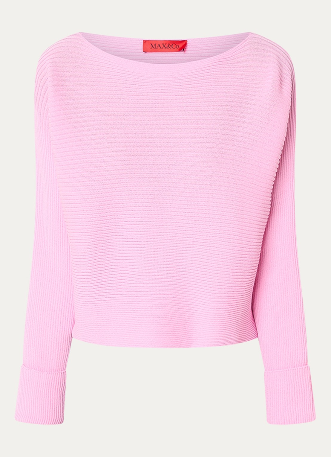 Max & Co Scambio ribgebreide top met boothals - voorkant 2 roze