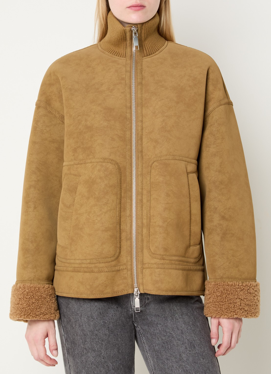 Max & Co Selva jack met opstaande kraag - detail 2 camel