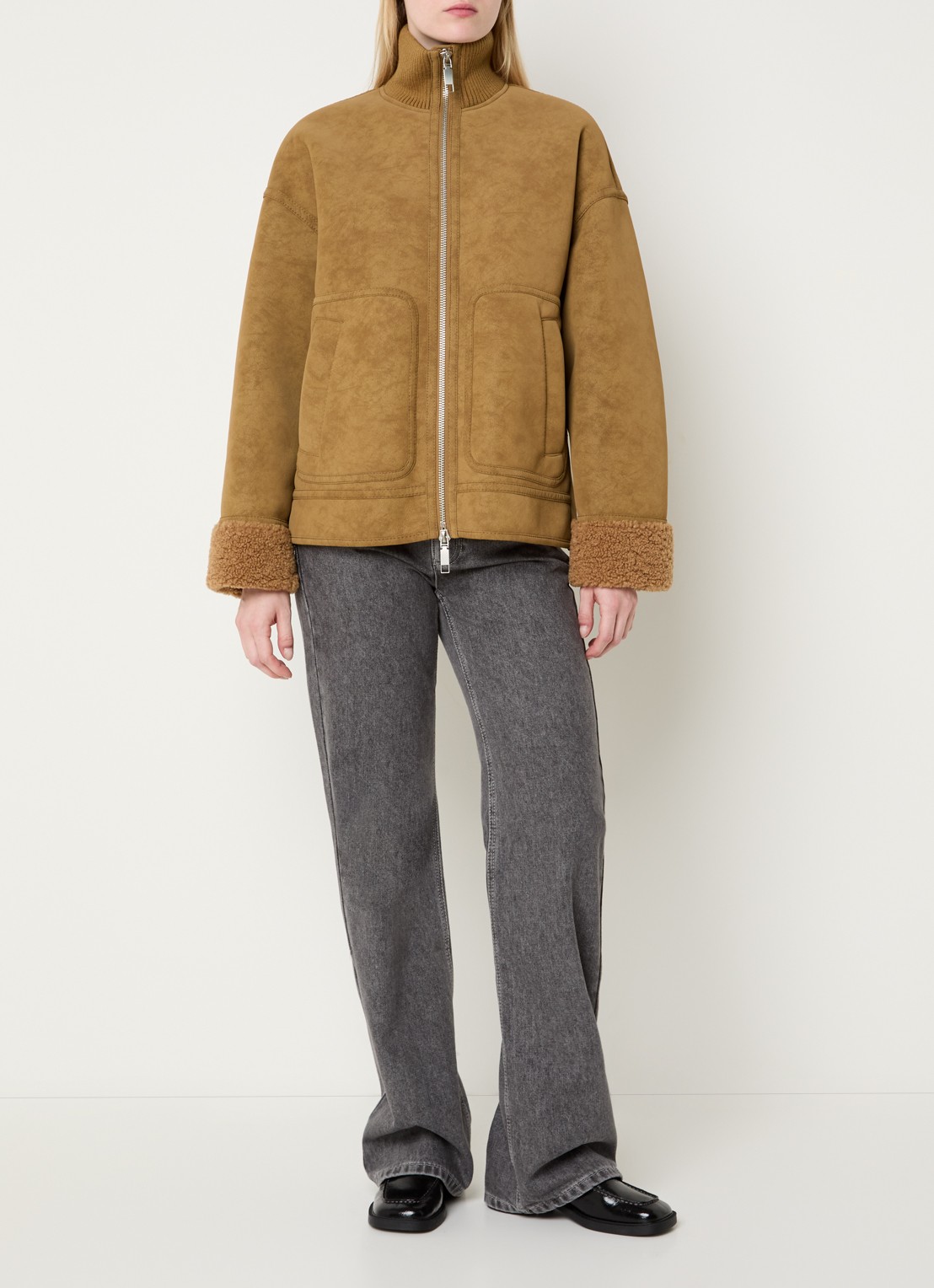 Max & Co Selva jack met opstaande kraag - voorkant 4 camel