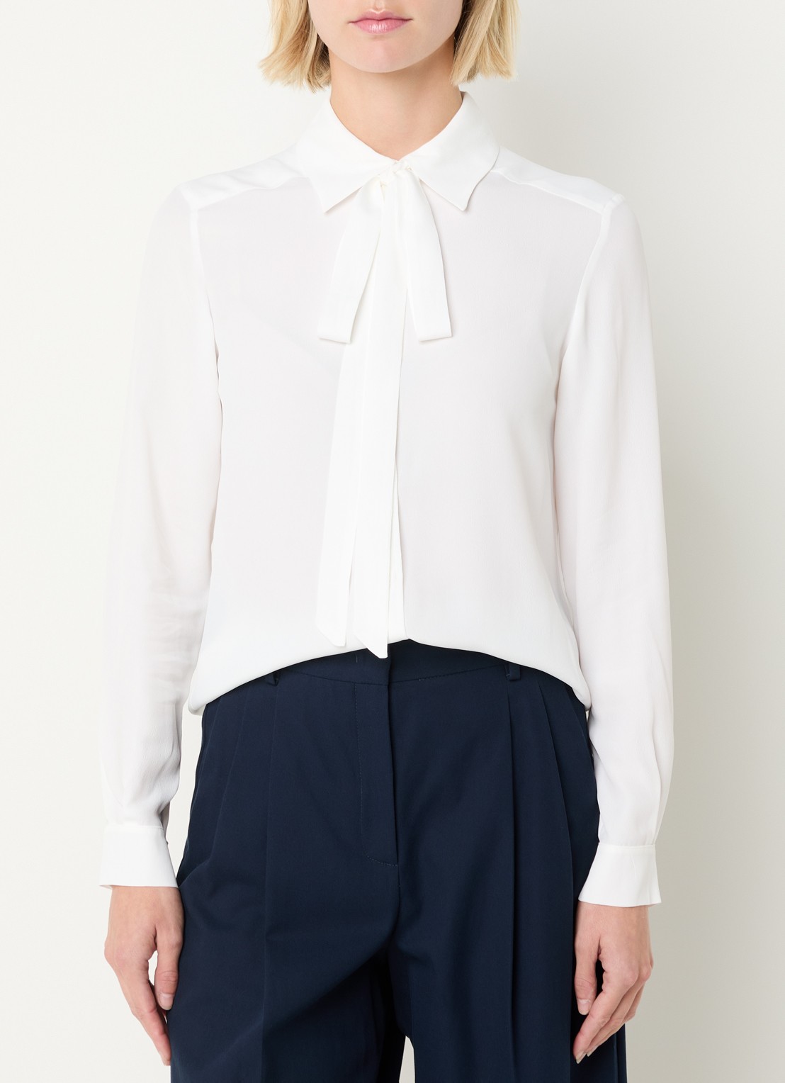 Max & Co Semi-transparante blouse met sjaalkraag - detail 3 wit