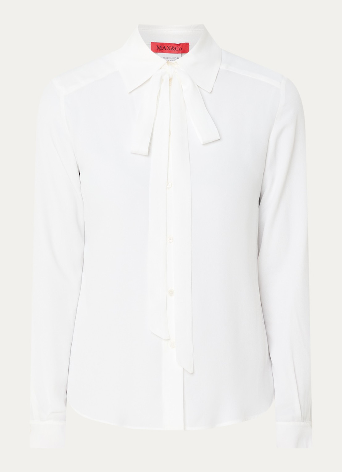 Max & Co Semi-transparante blouse met sjaalkraag - voorkant wit