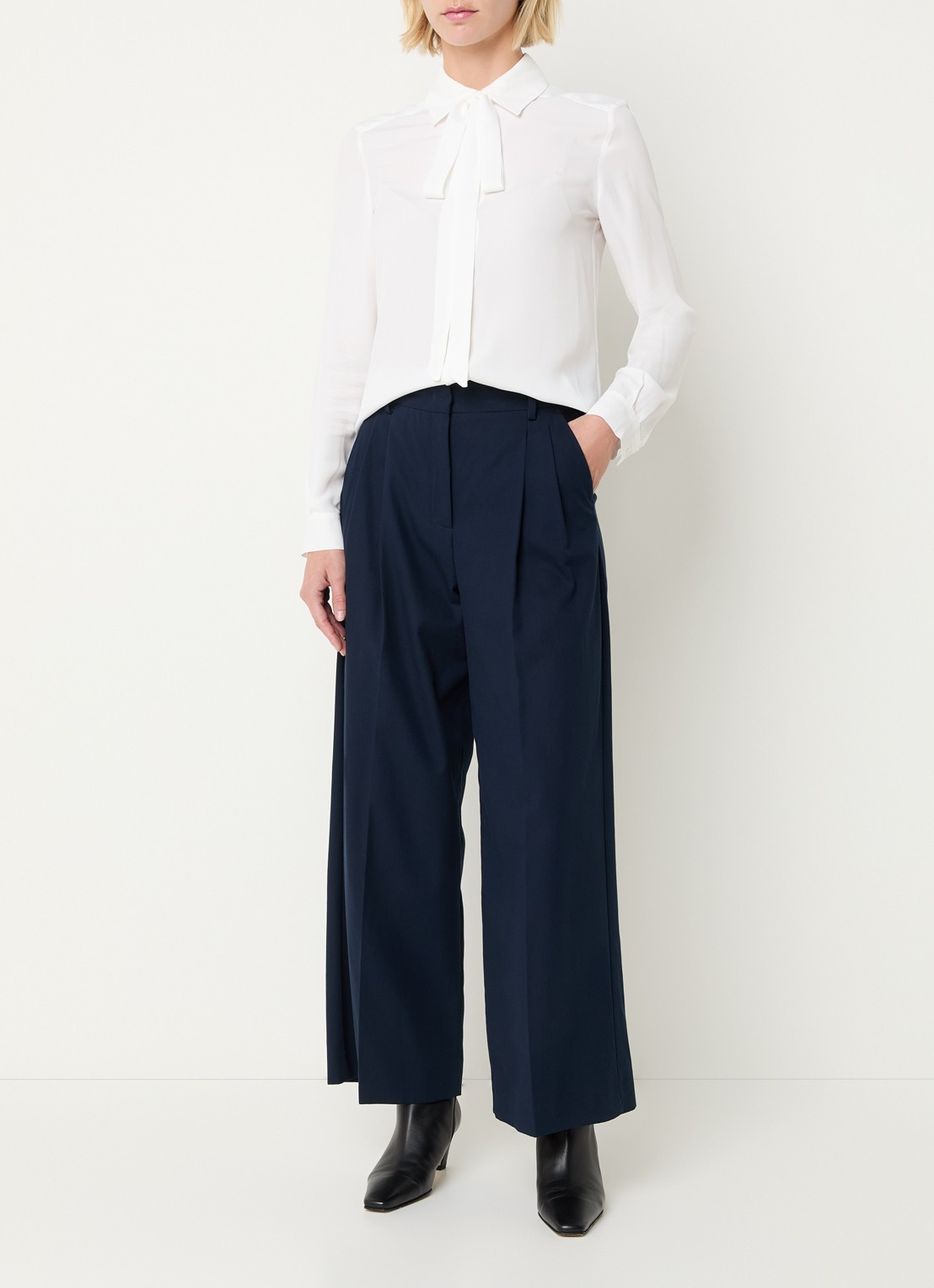 Max & Co Semi-transparante blouse met sjaalkraag - voorkant 2 wit