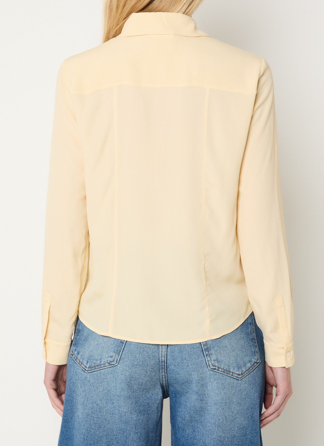 Max & Co Semi-transparante blouse met sjaalkraag - achterkant 4 lichtgeel