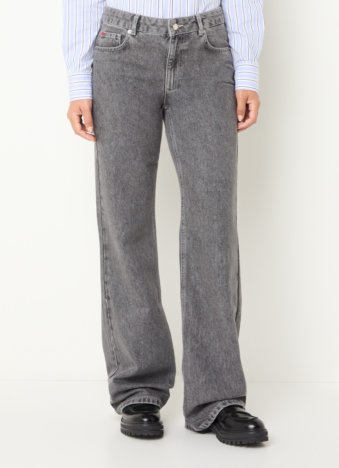 Max & Co Senior high waist loose fit jeans met gekleurde wassing - detail grijs