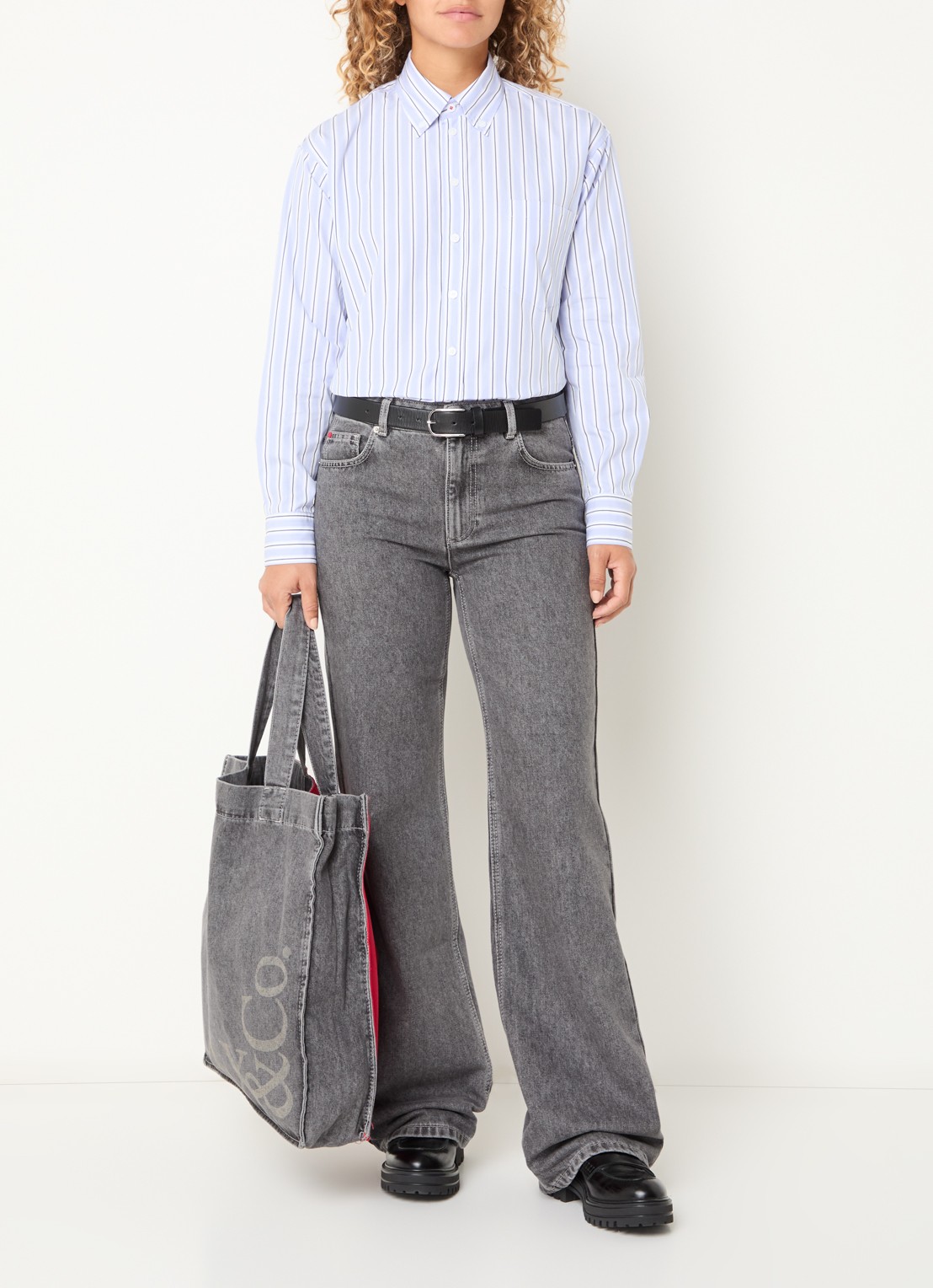 Max & Co Senior high waist loose fit jeans met gekleurde wassing - voorkant 5 grijs