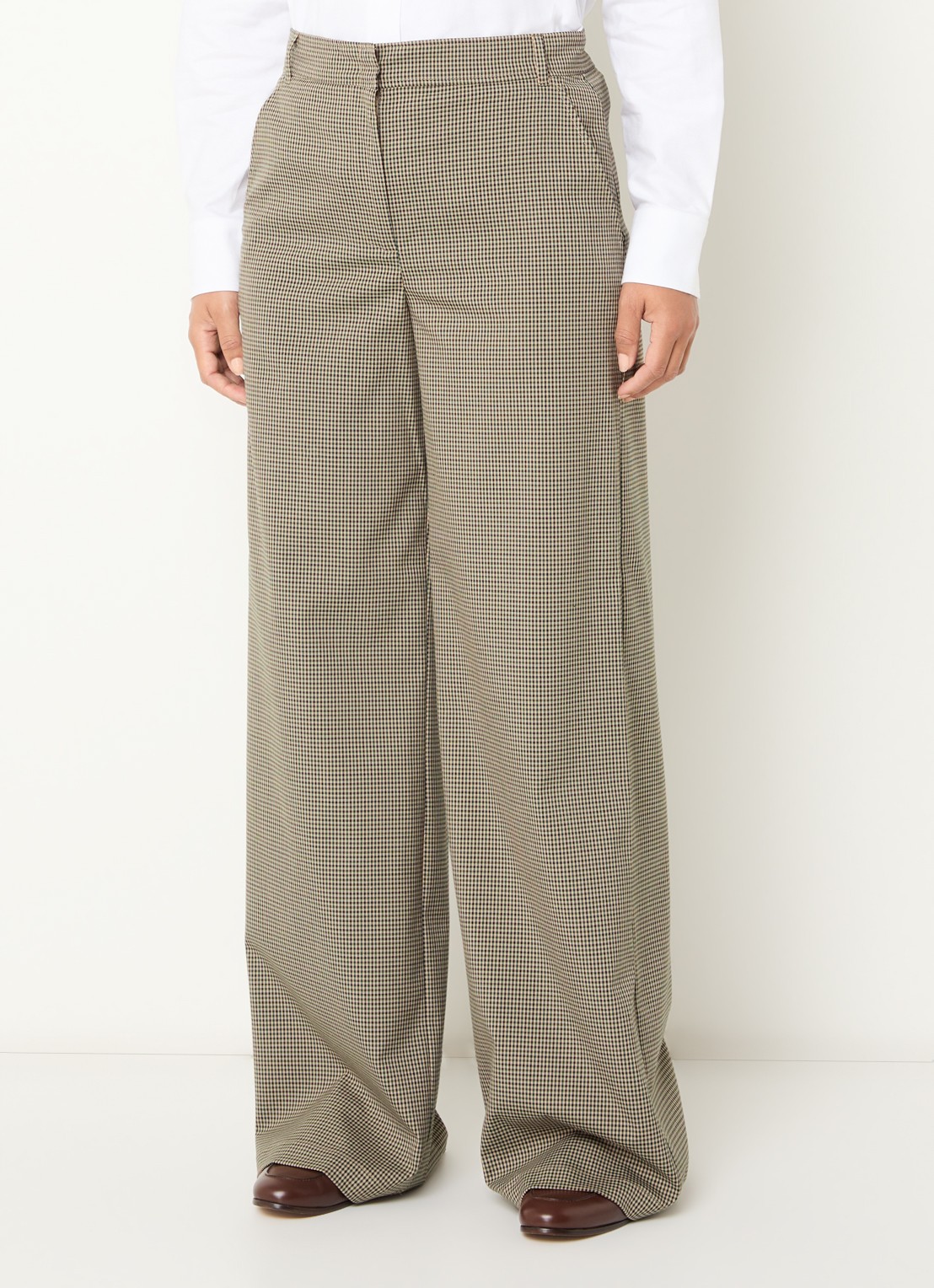 Max & Co Sospiro high waist loose fit pantalon met ruitdessin - detail 3 beige