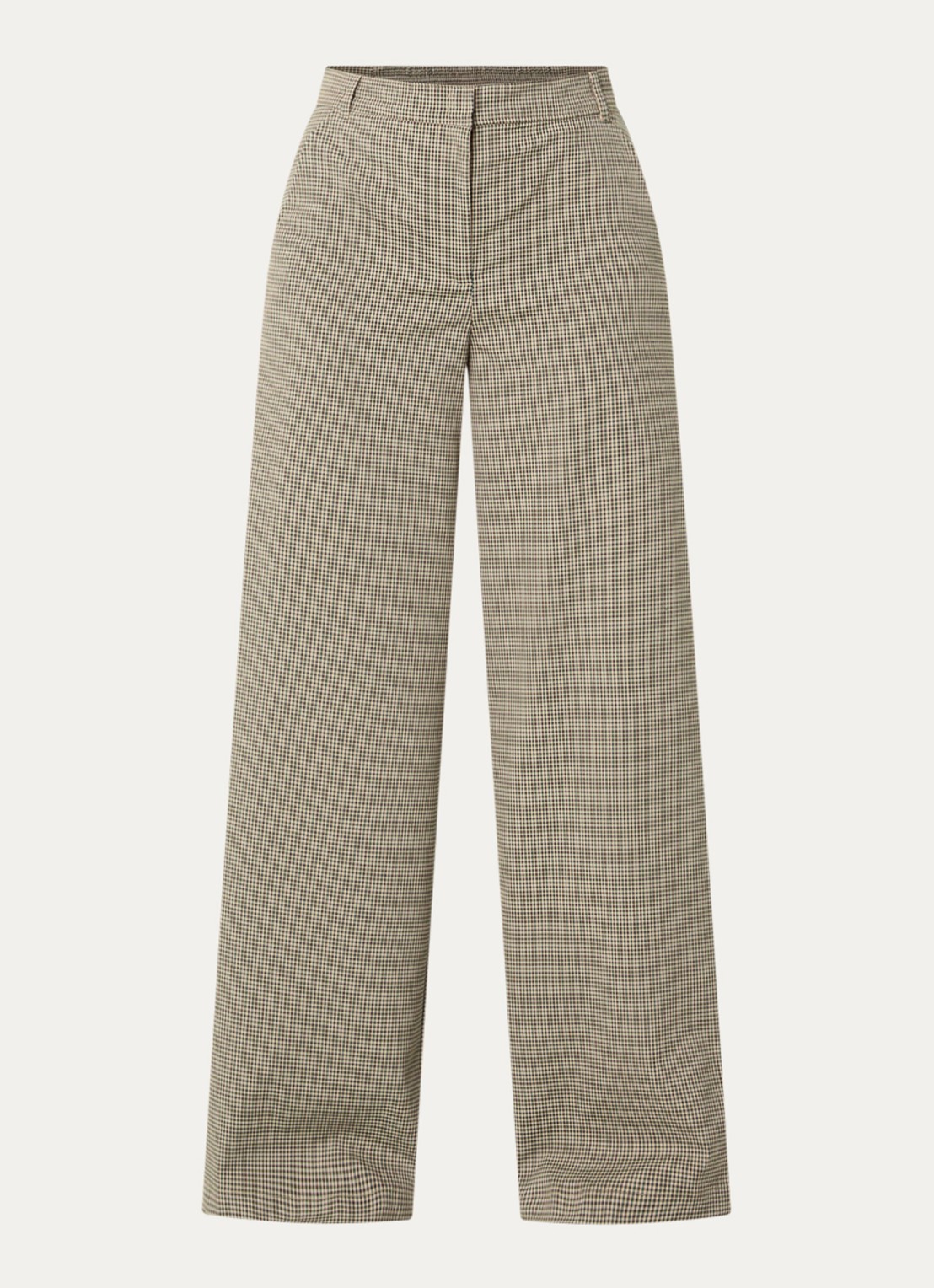 Max & Co Sospiro high waist loose fit pantalon met ruitdessin - voorkant beige