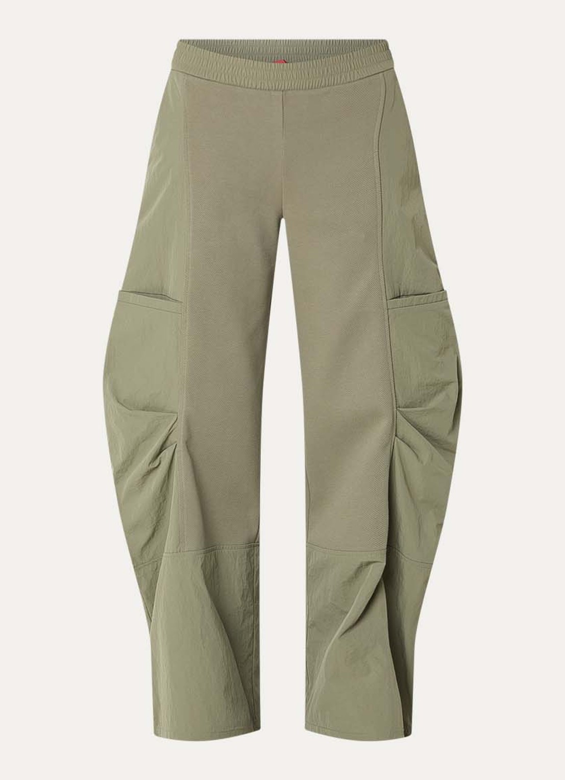 Max & Co Tambuto high waist wide fit cargobroek met elastische band - voorkant olijfgroen