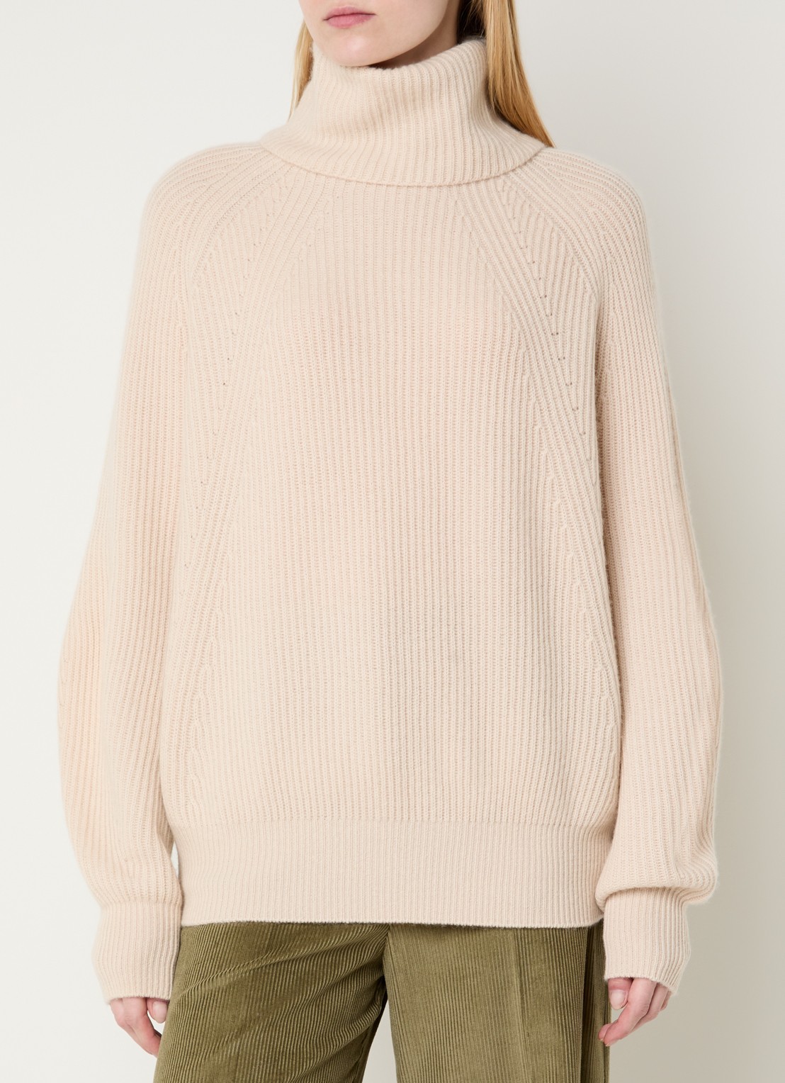 Max & Co Tempra ribgebreide trui in kasjmier wolblend met col - detail 4 beige