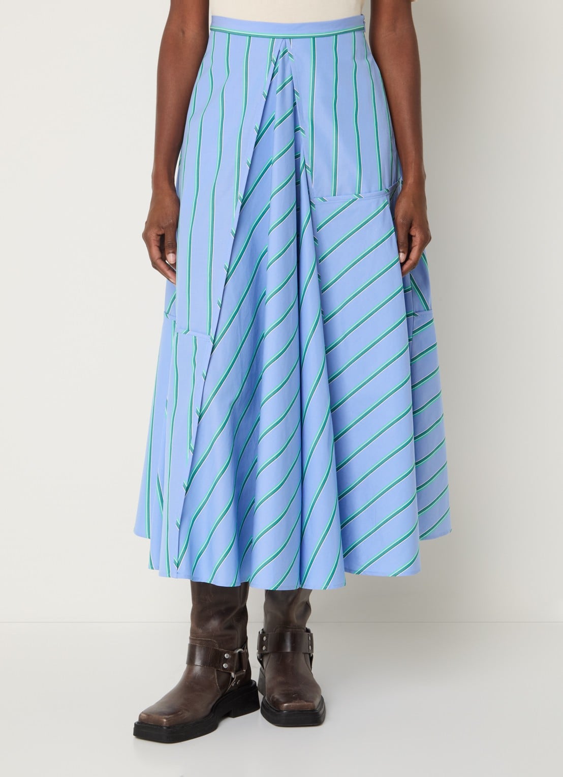 Max & Co Tequila midi A-lijn rok met streepprint - detail 4 lichtblauw